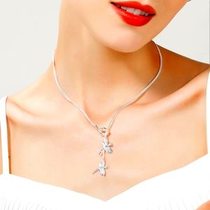 New 925 Sterling silver Two Dragonfly neck…